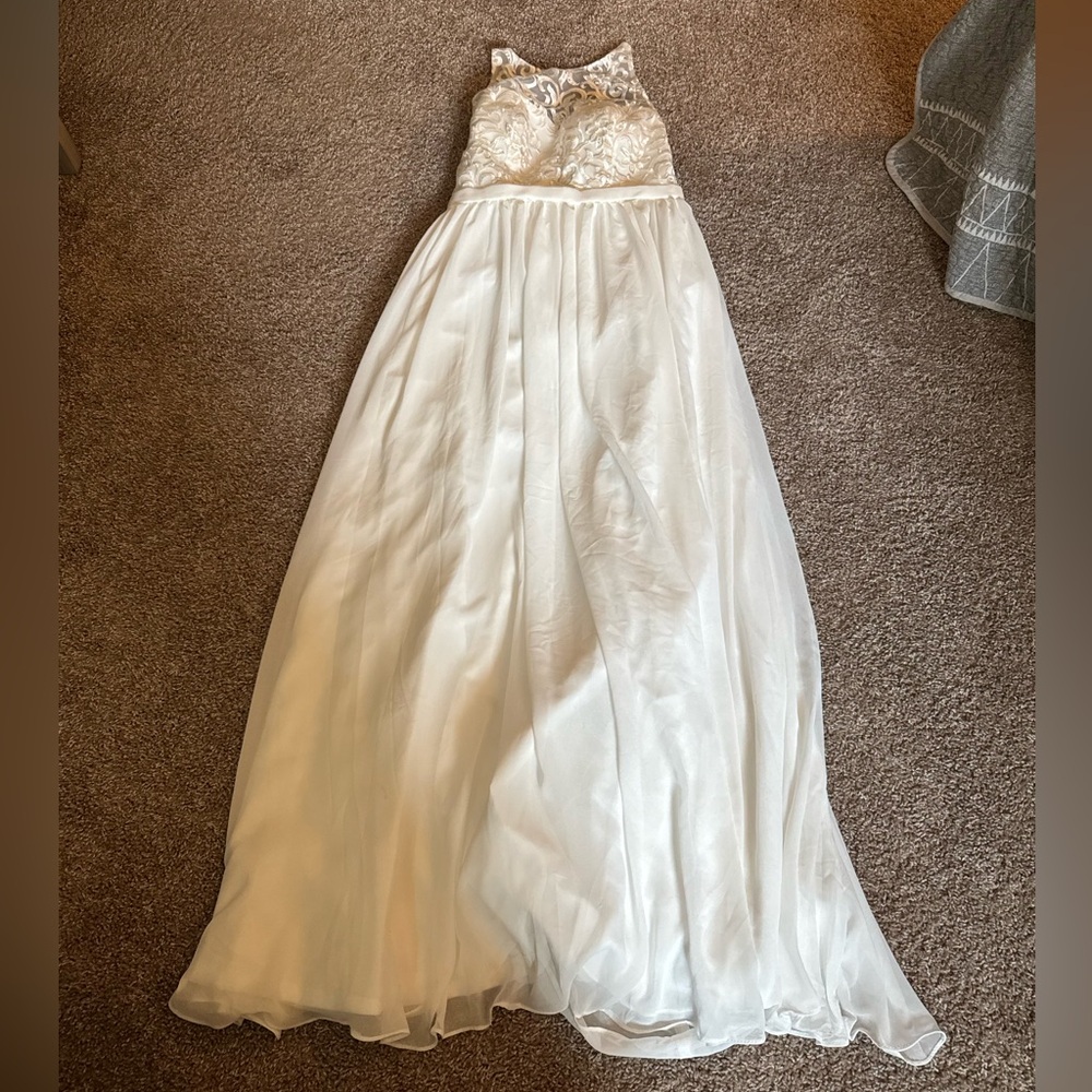 *Women's Thinyfull Ivory Lace Applique Halter Maxi Dress Size 14 NWOT - Picture 7 of 13